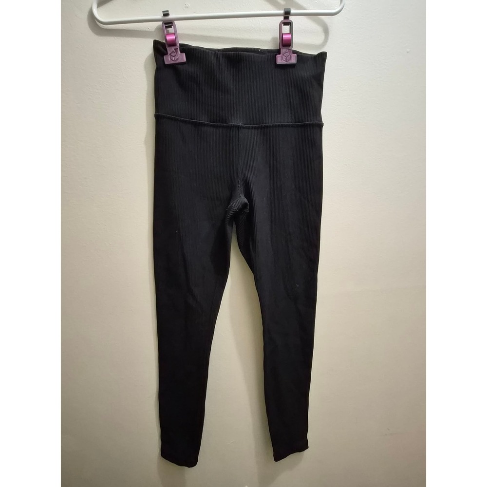 Athleta Elation Rib Tight Leggings Black High Waisted Ribbed Yoga Pants Small